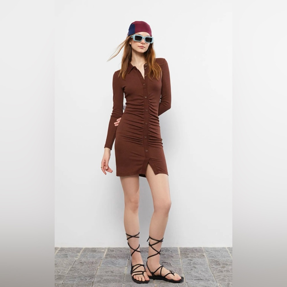 Brown Button-Up Dress